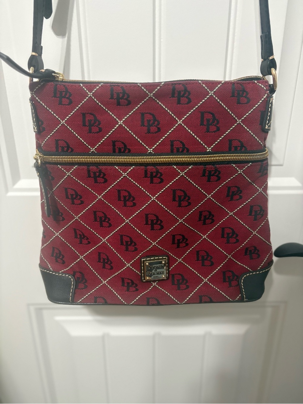 Dooney & Bourke 1975 Signature DB Monogram Red Crossbody Bag